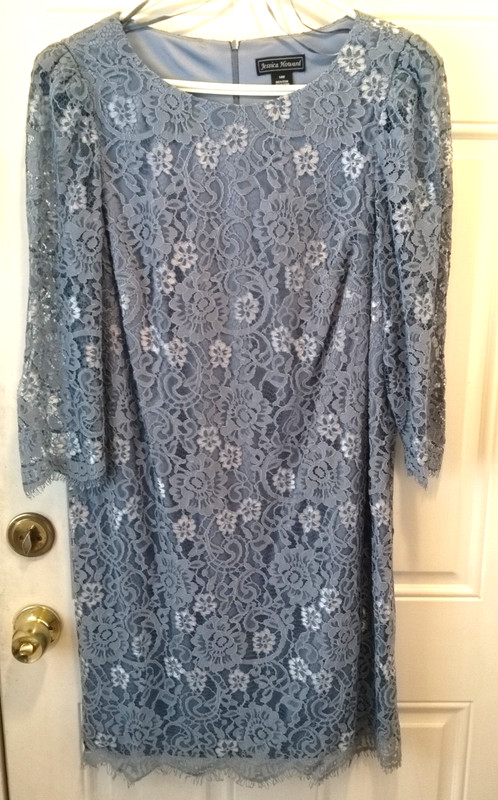 Jessica Howard Women's Size 14W Blue NWT Lace Lined Scallop Hem Back Zip Car32