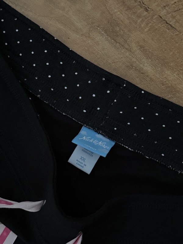 NWT Nick & Nora Lounge Pajama Pants Black Plus XXL Hearts Of Hearts Embroidered gallery