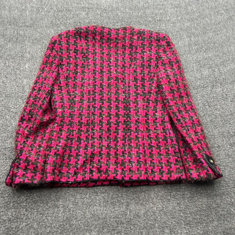 Vintage Pink Tweed Blazer Size 10 Edgy Prep Houndstooth Jacket 80s Clueless gallery