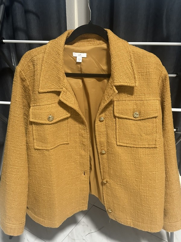 J. Jill Modern Tweed Jacket Honey Yellow Gold Buttons Size 2X