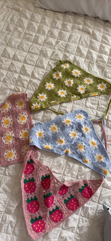 4pcs/Set Girls’ Daisy Headbands, Triangle Scarf Bun Hats, Rustic Elegant Headwra