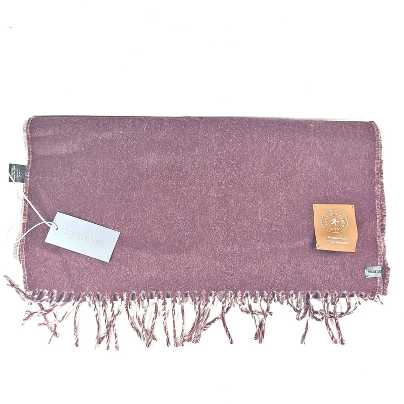 WANT Les Essentiels 100% Cashmere Scarf Fringed Burgundy/Beige Made in Italy