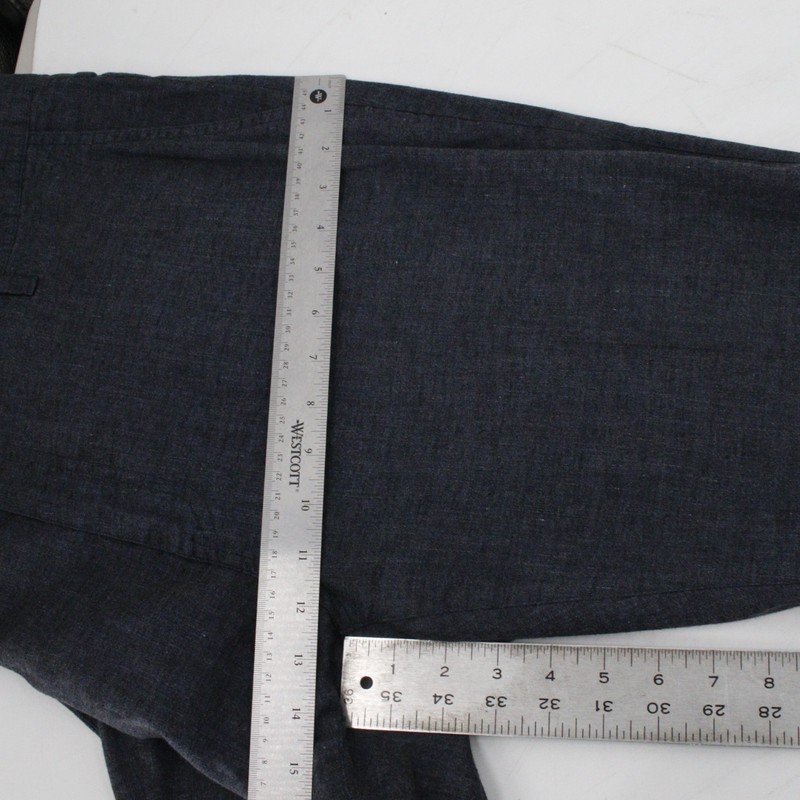 John Varvatos pants men's 40 L33.5 chino flat front linen viscose blend blue gallery