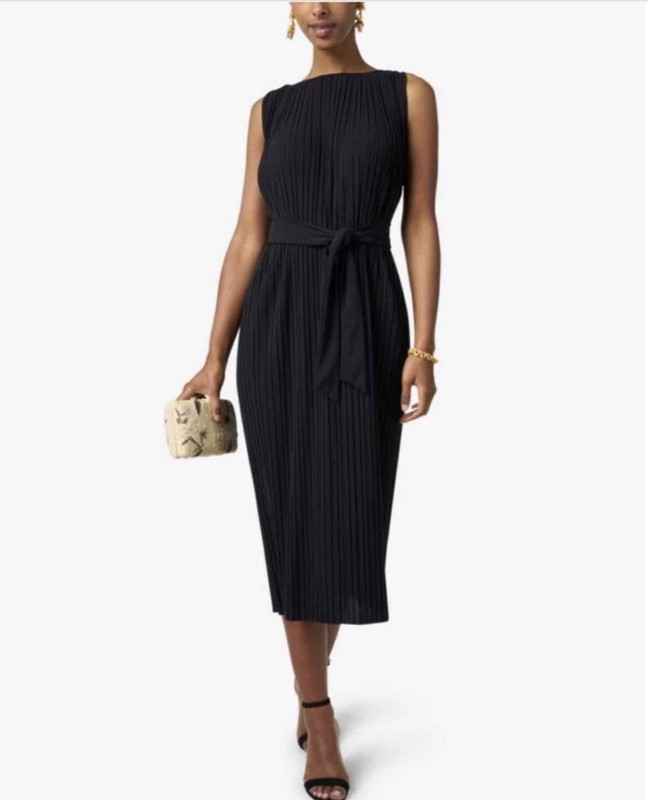 NEW, missing belt Max Mara Edile Pleated Jersey Dress in Navy – Size S #MD1016