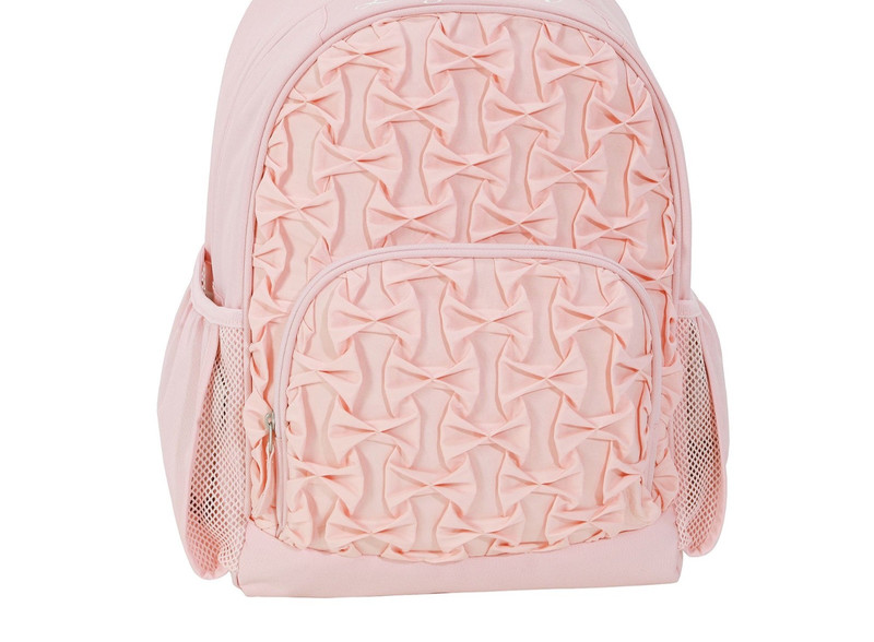 Pottery Barn Mackenzie PLEATED BOW Large Backpack NO Monogram Blush Pink NEW