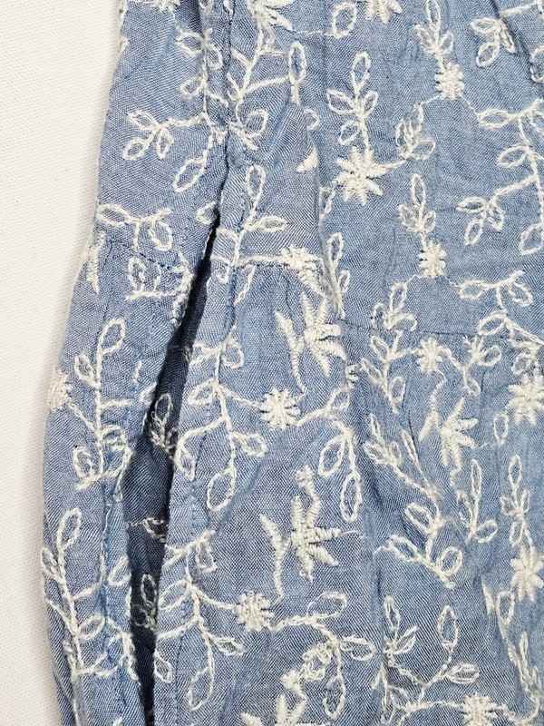 Old Navy Women's Plus Blouse Top Blue Floral Embroidered Smocked Square Neck 4X gallery