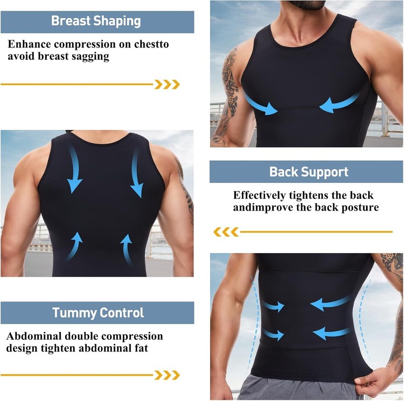 Shaperluv for Men Shaperluv Tank Compression Shirt Gynecomastia Belly Shapewear gallery