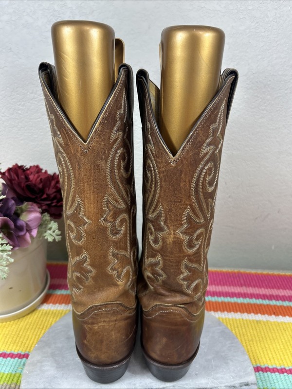 Justin 2252 Classic Western Cowboy Apache Brown Leather Boots Men’s Size US 10 D gallery