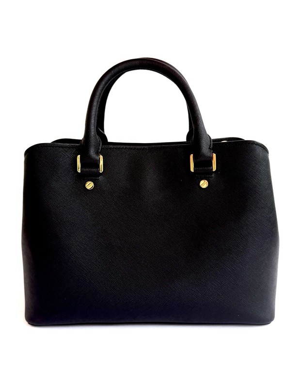 Michael Kors Susannah Black Saffiano Leather Top Handle Medium Handbag gallery