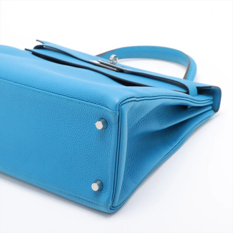 Hermès Kelly 32 Le Tournay Togo blue zanzibar Silver Metal Fittings A:2017 gallery