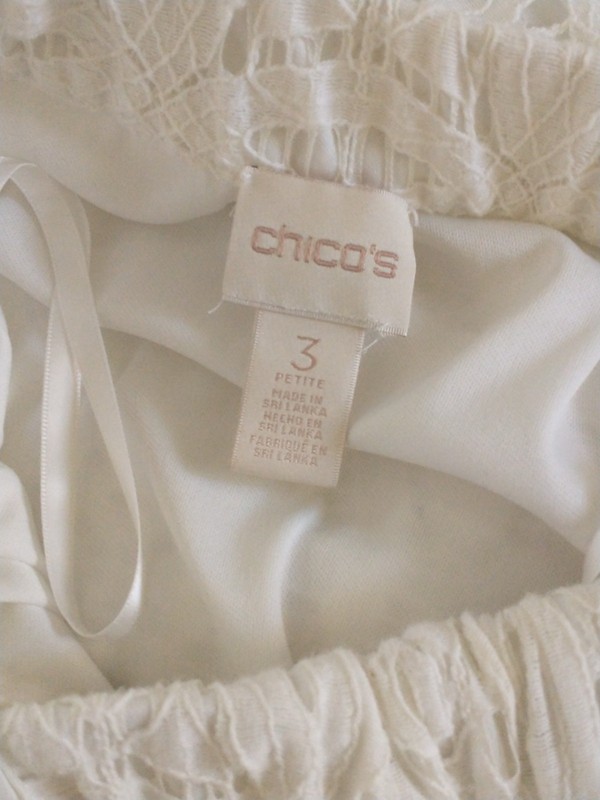 Chicos White Lace Eyelet Off Shoulder Dress 3 Petite 16 XL Coastal Beach gallery