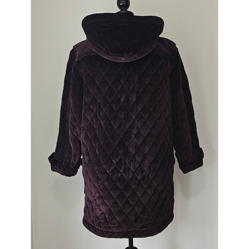 Jones New York Sport Women's Quilted Velvet Toggle Coat. Size S Oversized gallery