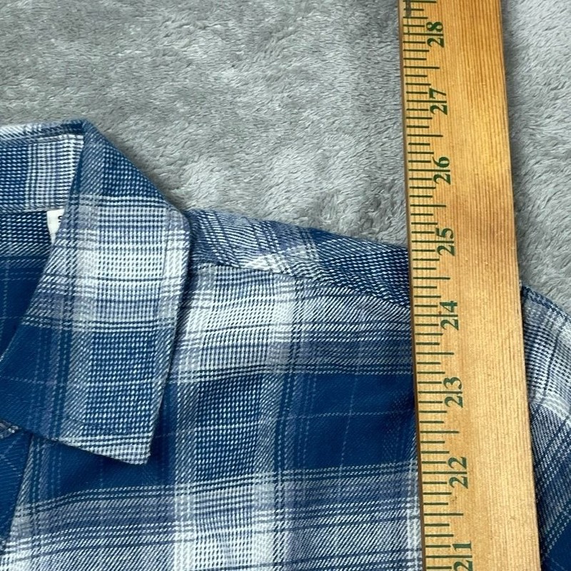 Weatherproof Vintage Womens Blue Plaid Comfort Stretch Button-Down Shirt S d0015 gallery