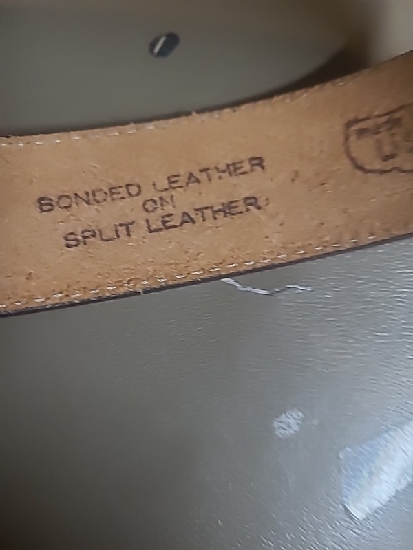 Bonded Leather On Split Leather Belt 5238 sz 32 Made USA Brass Buckle Western gallery
