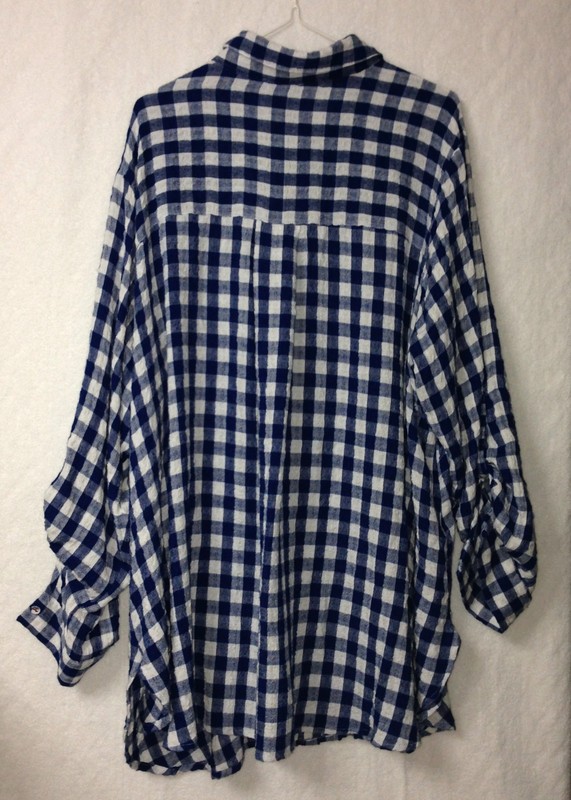 Jane and Delancey Women’s Size 1X Blue White Plaid Long Sleeve Button Up Shirt gallery