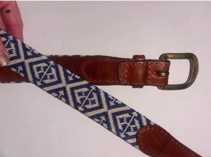 Smathers & Branson Men's Scarsdale Dress Belt 42 Blue/White gallery