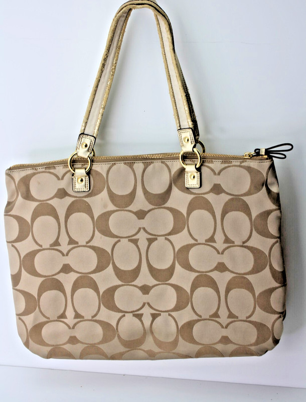 Coach Poppy Daisy Signature Tote Shoulder Bag Purse F20026 Gold READ gallery