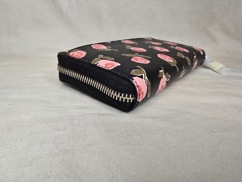 NWOT Kate Spade Black Multi DITSY ROSE Zip Around Accordion Wallet gallery