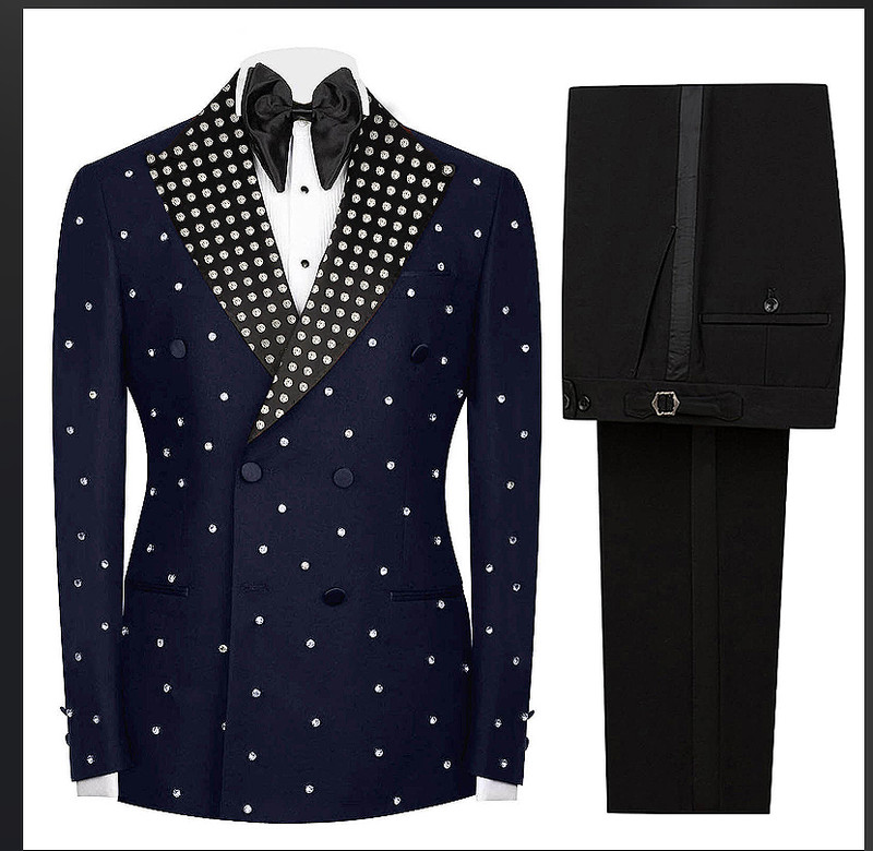 Luxury Appliques Men Suits Fahsion Wedding Tuxedo Formal Prom Party Modern Wear