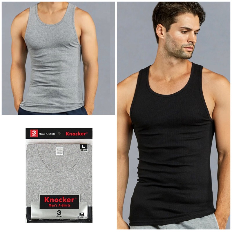 3 Packs Men 100% Cotton Ribbed Tanktop A-Shirt Wife Beater Undershirt Lot