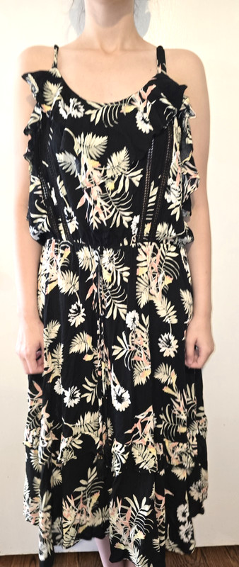 American Rag Womens XL Maxi Sundress Tropical Ruffled Tiered Flowy Skirt