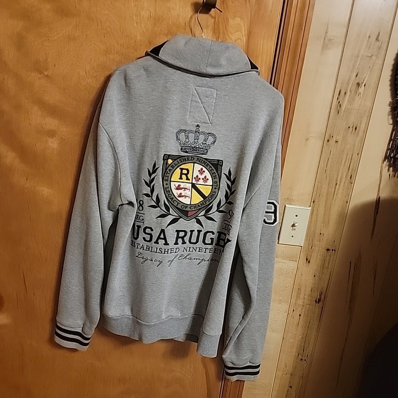 USA Rugby 1897 Varsity Jacket Size XL Embroidered Button Dn Fleece Vtg Letter gallery