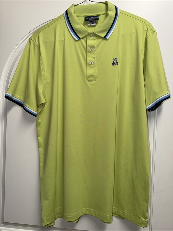 Psycho Bunny Polo Shirt Sport Men 8 Lime Green Breathable Lightweight MSRP $118