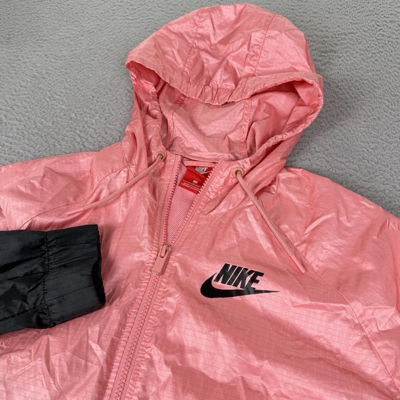 Nike Windrunner Jacket Womens Large Pink Black Full Zip Hooded Athletic Outdoors
