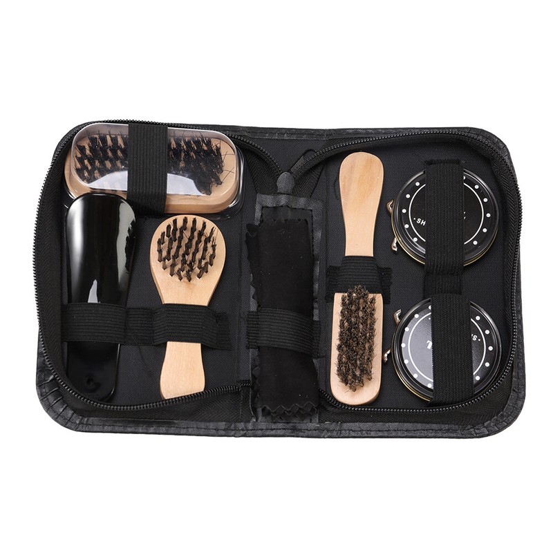 Leather Boots Shoe Polish Care Kit 3 Brushes Cleaner Shine For Footwear Set gallery