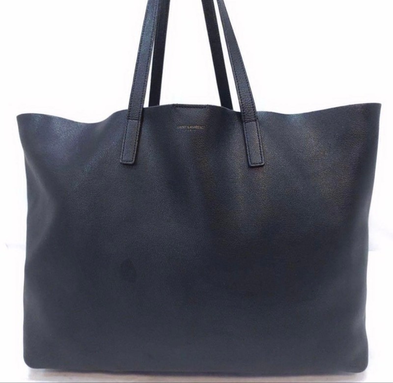 SAINT LAURENT Tote Bag Leather Black Auth hk3059 gallery