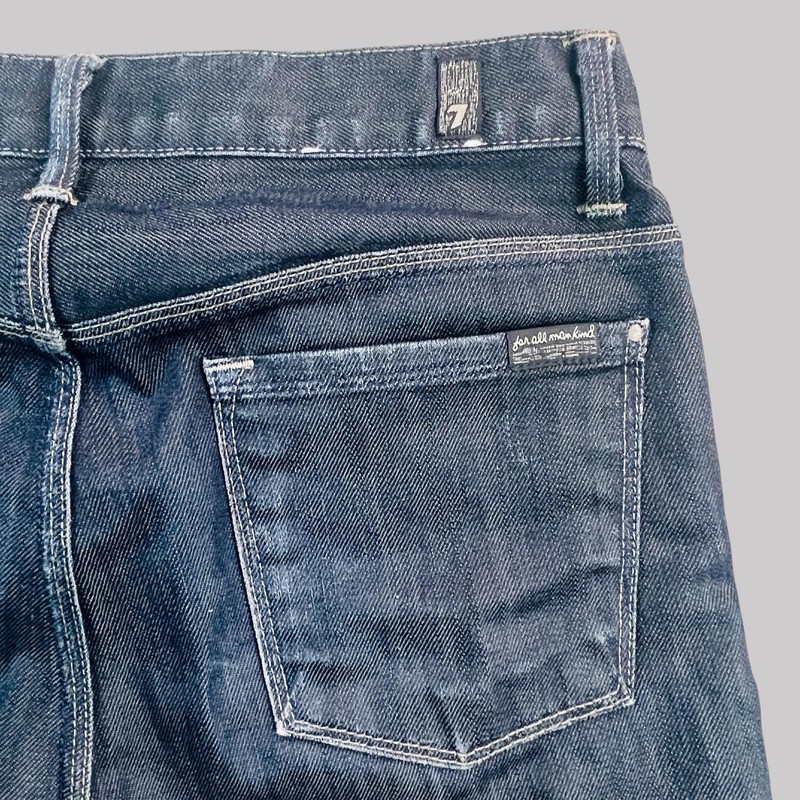 7 For All Mankind Jeans Womens 30×34 Blue Rhigby Button Fly Dark Wash US Made