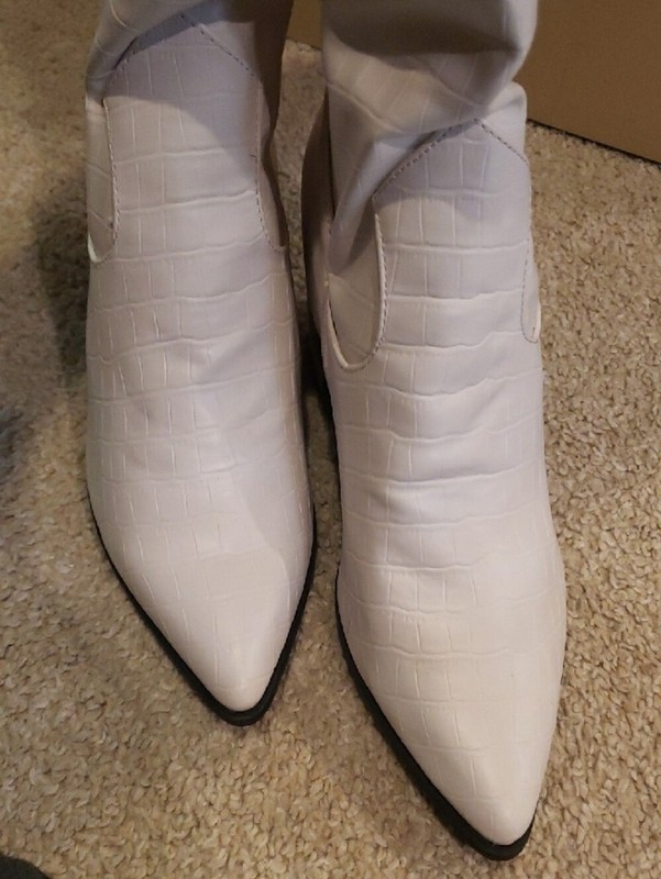 Bone White XWC 9 Women's Knee-High Faux Croc Western Boots gallery