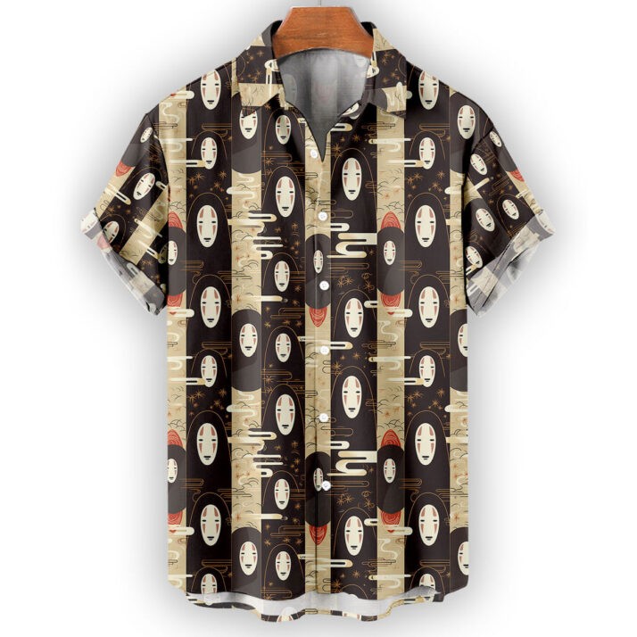 No Face Spirited Away Hawaiian Shirt Studio Ghibli Minimalist Summer Button Up