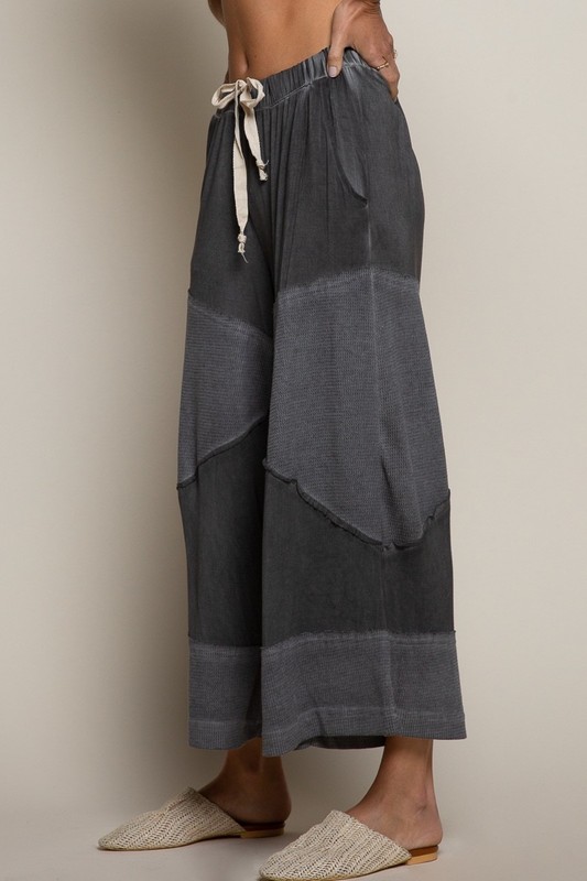 POL Relaxed Knit Wide Leg Pants with Drawstring Waistband Women's in Black gallery