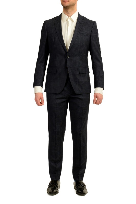 Hugo Boss Men's "Huge3/Genius5" Slim Fit 100% Wool Plaid Suit US 38S IT 48S