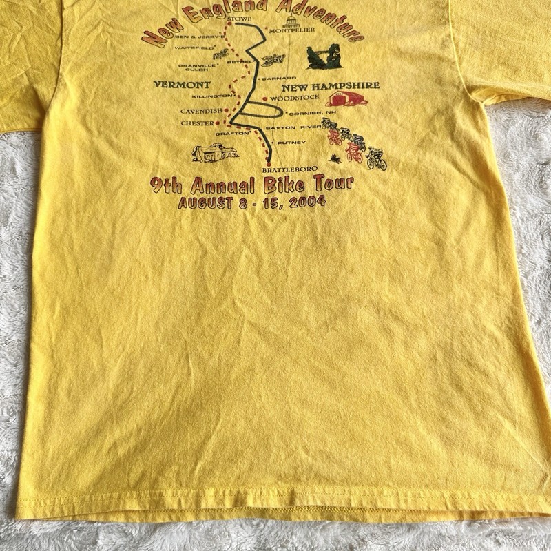 Vintage Biking Shirt Tee Mens Medium Gold New England Bike Vermont New Hampshire gallery