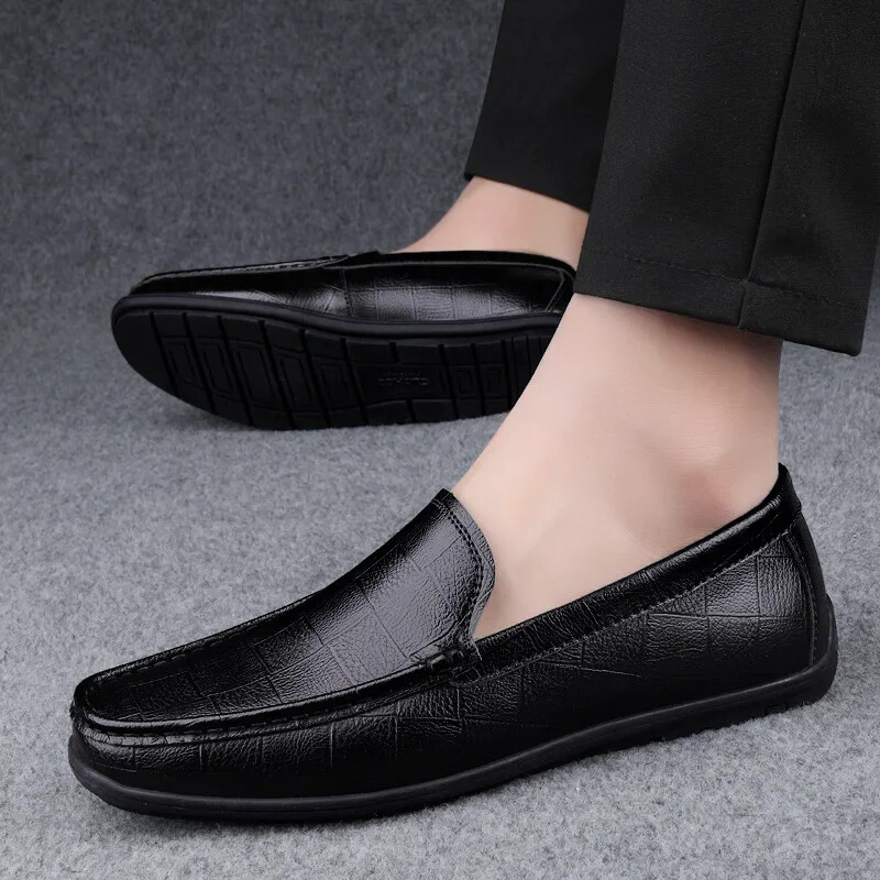 Men's Soft Leather Breathable Casual Shoes Genuine Leather Comforable Flat Shoes gallery