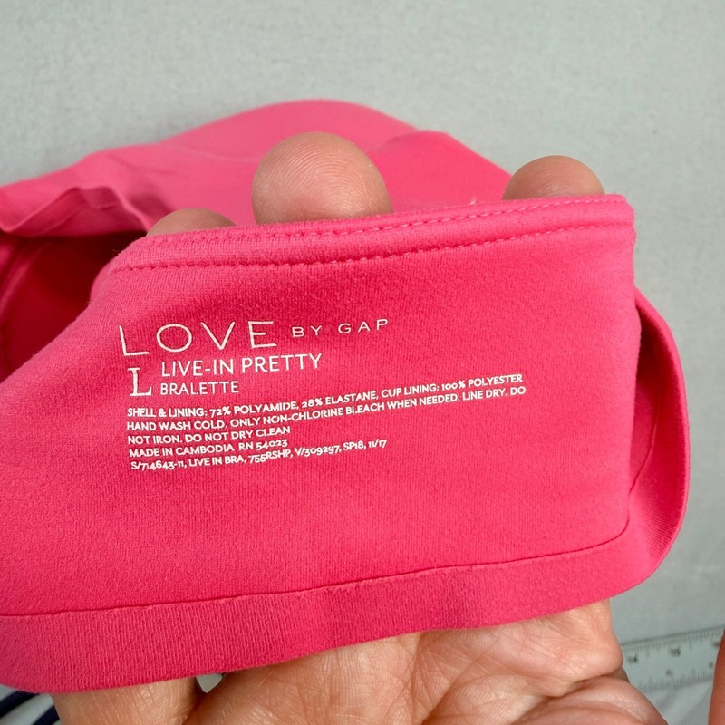 Love by Gap Live-In Pretty Bralette Pink Wireless Molded Cup Size L 714643-11 gallery