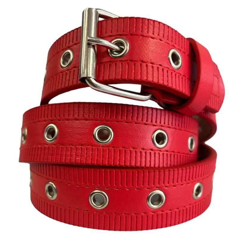 Women 1 Hole Row Grommet Bonded Leather Belt Metal Buckle Sizes Small to 3XL gallery