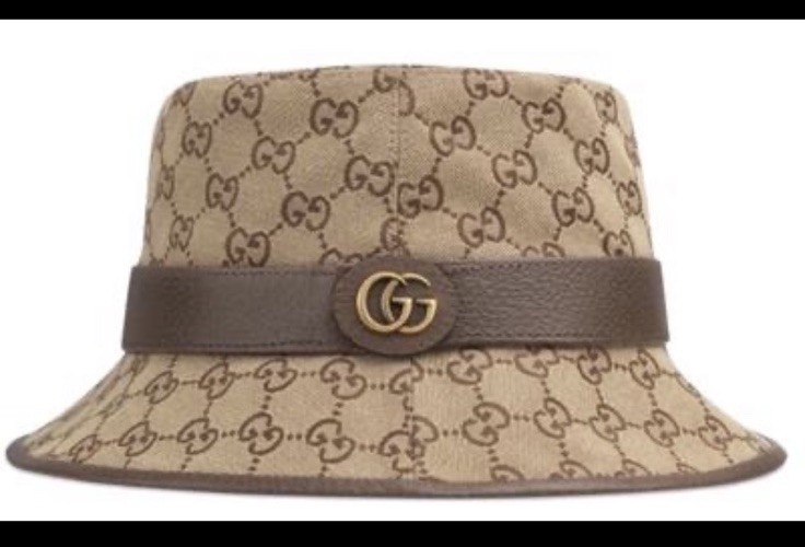 GUCCI GG SUPREME BEIGE BROWN CANVAS LEATHER LOGO BUCKET FEDORA HAT MEDIUM