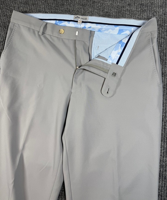 Peter Millar Durham Pants Mens 35×30 Gale Gray Performance Moisture Wicking