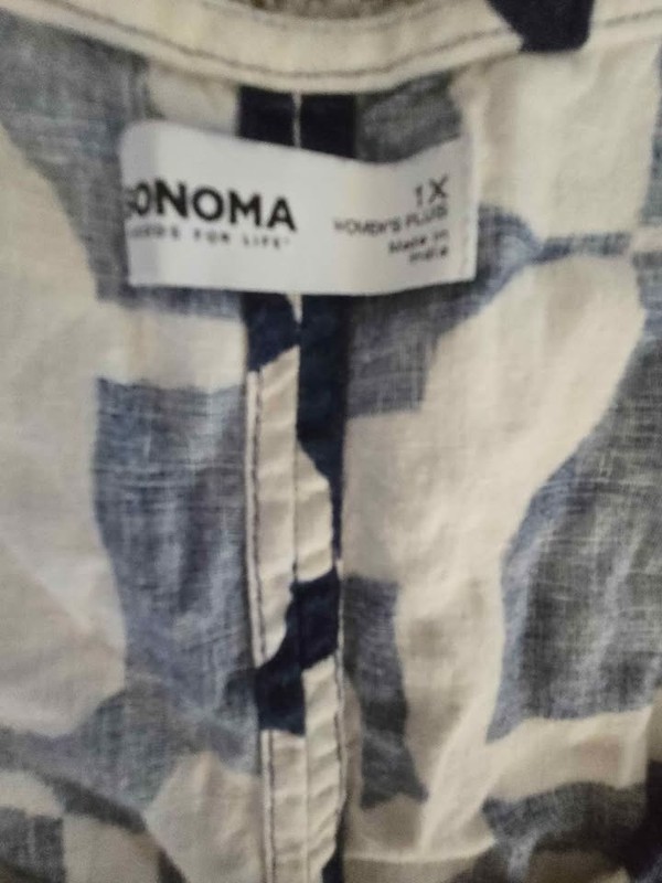 Sonoma NWT 1X Navy Cream Abstract Sleeveless Top gallery