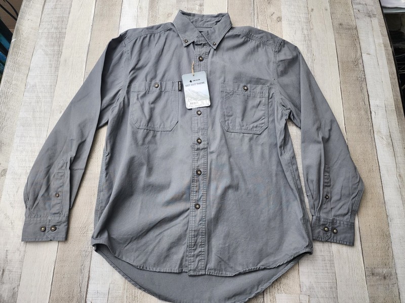 Dri Duck Gray 100 % Cotton Twill Button-down Shirt Men’s Small