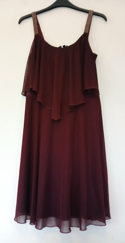 New Look Party/Evening/Occasion Chiffon Strappy Dress in Burgundy Design Size 10