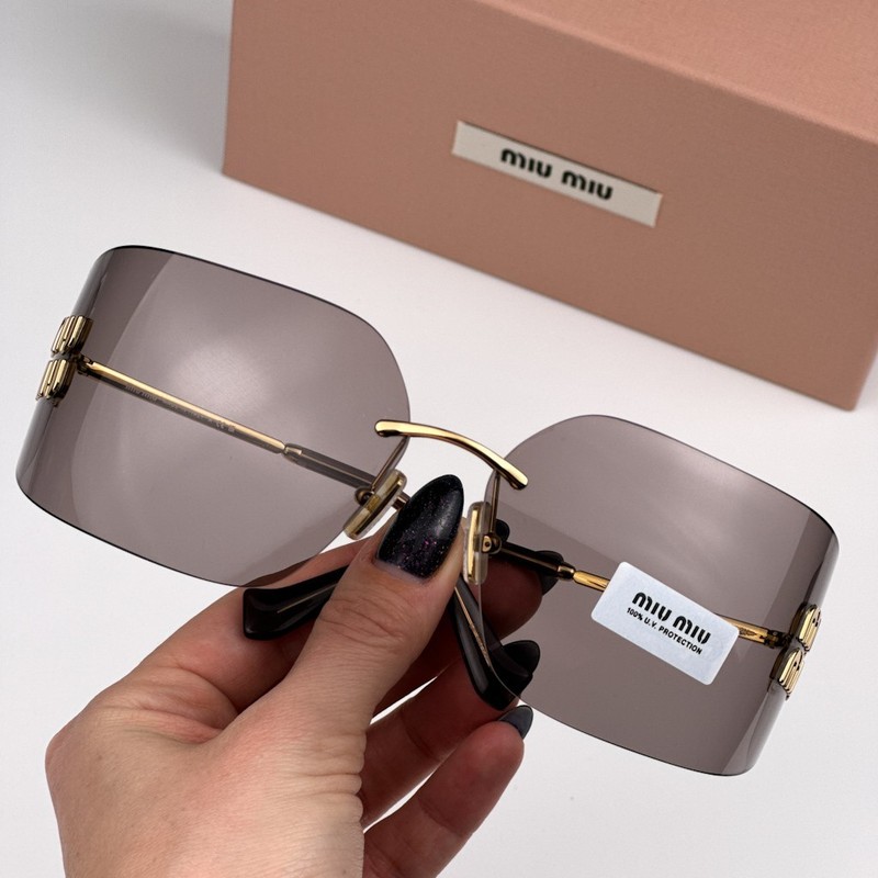 Miu Miu Women Sunglasses Gold Purple Brown Wraparound MU54YS 5AK06I BRAND NEW