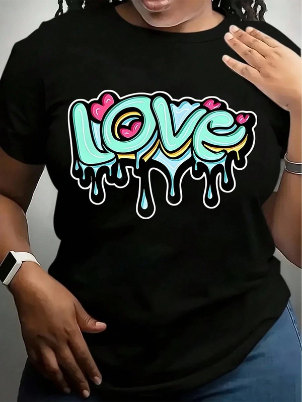 Women’s T-Shirts Love Dripping Heart Design Art 100%, Breathable