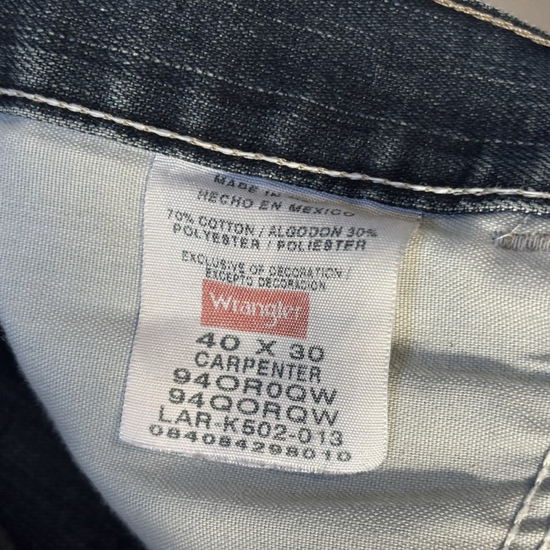 Wrangler Carpenter Jeans Mens 40x30 Denim Workwear Grunge gallery