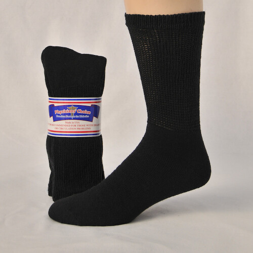 3 Pair Black Men’s Women Physicians Choice Crew Cushioned Diabetic Socks 3 Sizes