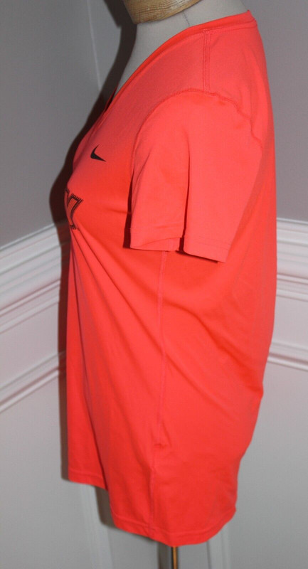 United States US Army Nike Dri-Fit ladies neon orange v-neck fitted top Medium gallery