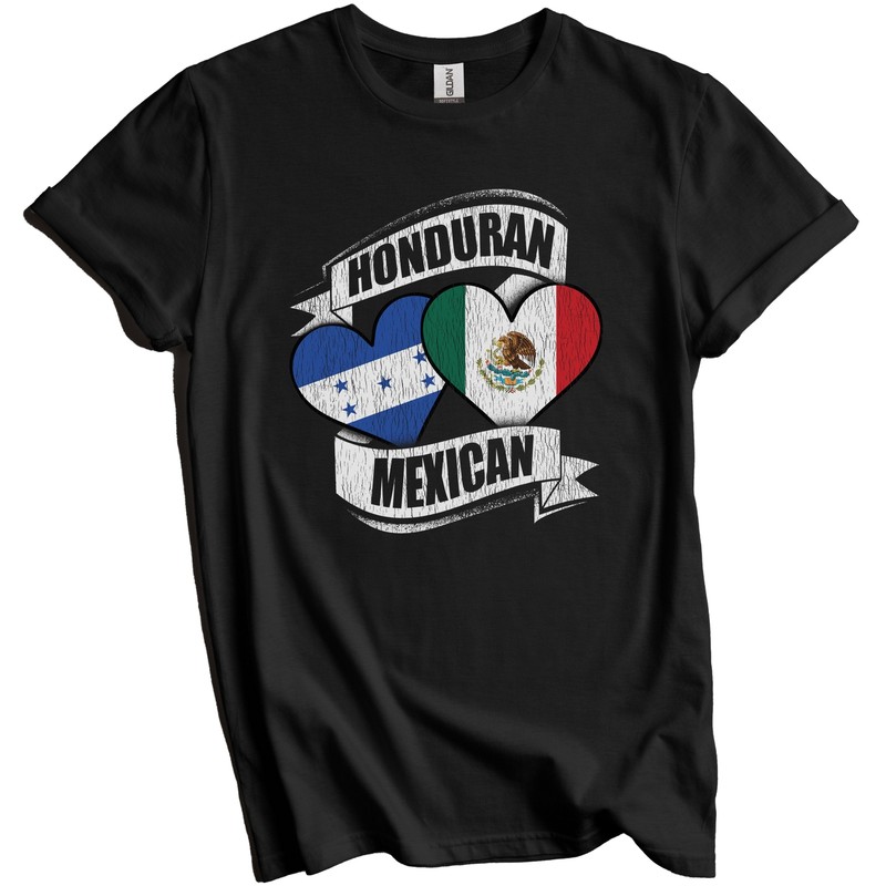 Honduran Mexican Hearts Honduras Mexico Flags T-Shirt
